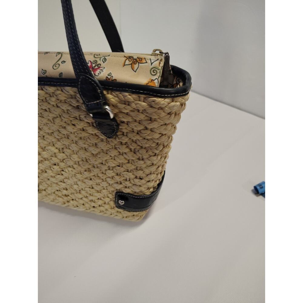 Brighton Straw & Leather Purse Handbag Shoulder Hearts Red Black Tan Summer Boho - Picture 9 of 16